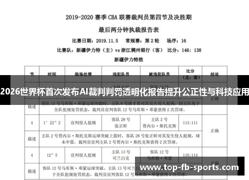2026世界杯首次发布AI裁判判罚透明化报告提升公正性与科技应用